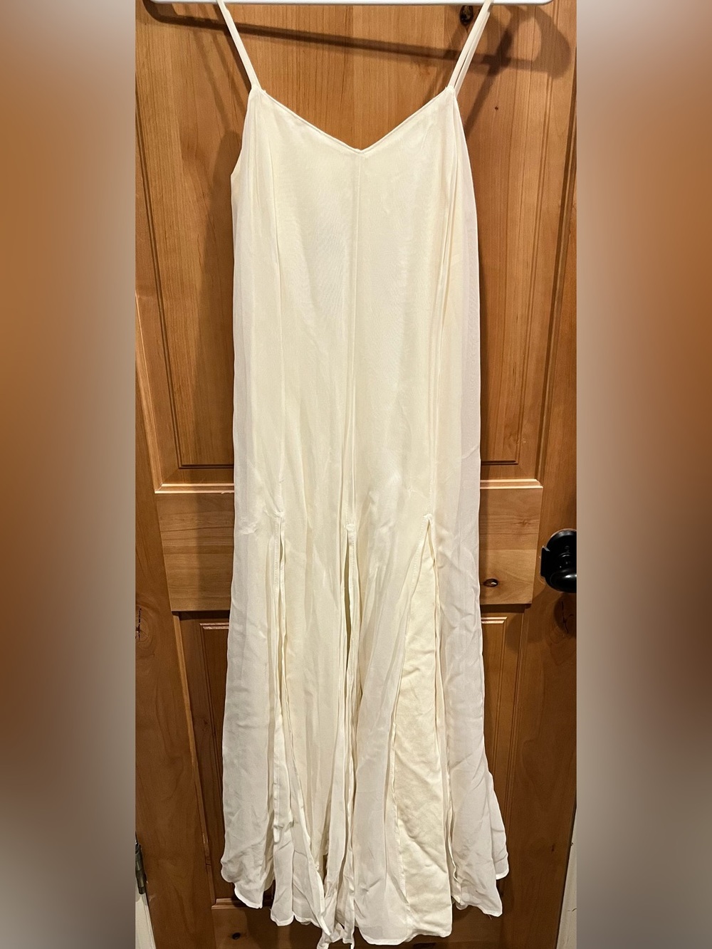Tina Hagen Cream Midi Dress with Sheer Overlay with Wide Fringe